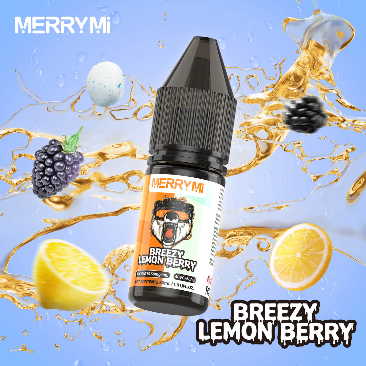 Buy MERRYMI Salts 30ml Liquids - Nicotine Salts 5%|Breezy Lemon Berry